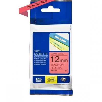 Brother TZe-431 12mm Kırmızı üzerine Siyah Laminasyonlu Muadil Etiket Brother TZe-431 12mm Kırmızı üzerine Siyah Laminasyonlu Muadil Etiket