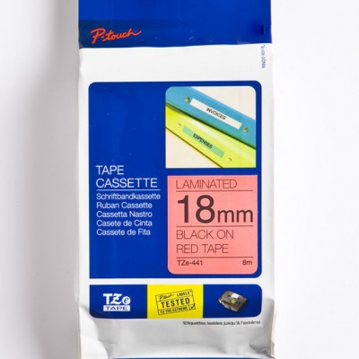 Brother TZE-411 Kırmızı üzerine Siyah Muadil Etiket Şeridi Brother TZE-411 Kırmızı üzerine Siyah Muadil Etiket Şeridi