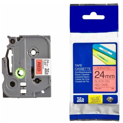 Brother P-Touch TZE-451 Muadil Kırmızı Üzerine Siyah Etiket 24mm x 8m Brother P-Touch TZE-451 Muadil Kırmızı Üzerine Siyah Etiket 24mm x 8m