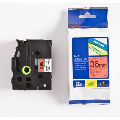 TZe-461 36mm Muadil Kırmızı üzerine Siyah Laminasyonlu Etiket TZe-461 36mm Muadil Kırmızı üzerine Siyah Laminasyonlu Etiket