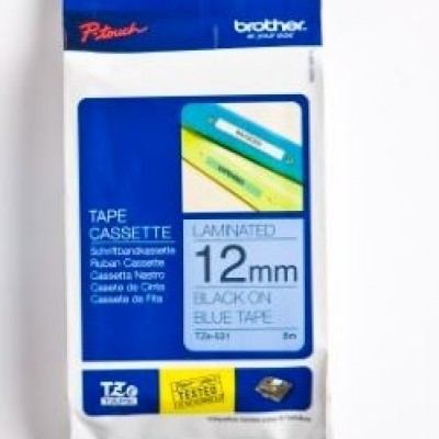 Brother TZe-531 12mm Mavi üzerine Siyah Laminasyonlu Muadil Etiket Brother TZe-531 12mm Mavi üzerine Siyah Laminasyonlu Muadil Etiket