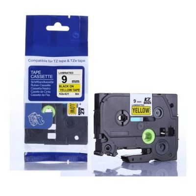 Brother TZe-621 Sarı Üzerine Siyah Muadil Etiket Şeridi 9mm x 8m (T13437)
