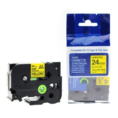 Brother TZe-651 Sarı Üzerine Siyah Muadil Etiket Şeridi 24mm x 8m (T13436)
