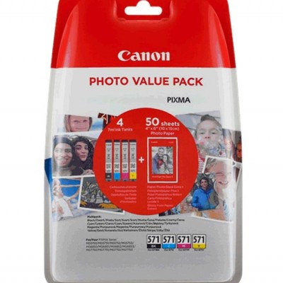 Canon CLI-571 Orijinal Multi Paket Mürekkep Kartuş + Fotoğraf Kağıdı Hediyeli