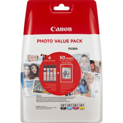Canon CLI-581 Orijinal Multi Paket Mürekkep Kartuş + Fotoğraf Kağıdı Hediye