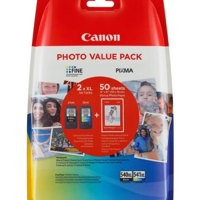 Canon PG-540XL-CL-541XL Orijinal 2'li Paket Mürekkep Kartuş + Foto Kağıdı Hediyeli