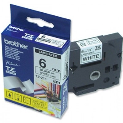 Brother TZE-211 6mm Beyaz Üzerine Muadil Siyah Etiket Şeridi - PT 1280 (T6193) Brother TZE-211 6mm Beyaz Üzerine Muadil Siyah Etiket Şeridi - PT 1280 (T6193)