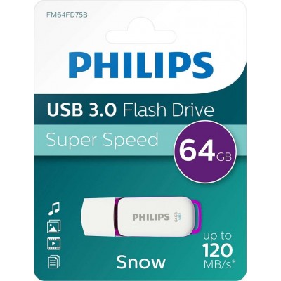 PHILIPS FM64FD75B/00 64 GB Snow USB3.0 Bellek Mor/Beyaz