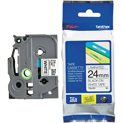 Brother TZE-251 (24MM) Beyaz Lamine Etiket 
