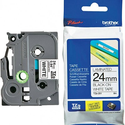 Brother TZE-251 (24MM) Beyaz Lamine Etiket 