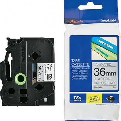 Brother TZe-M961 Gümüş Üzerine Siyah Orjinal Etiket Şeridi 36mm x 8m Brother TZe-M961 Gümüş Üzerine Siyah Orjinal Etiket Şeridi 36mm x 8m