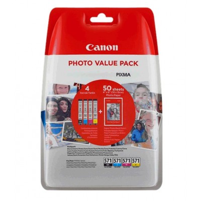 Canon CLI-571 Orijinal Multi Paket Mürekkep Kartuş + Fotoğraf Kağıdı Hediyeli