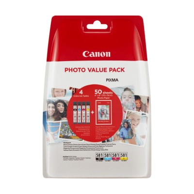 Canon CLI-581 Orijinal Multi Paket Mürekkep Kartuş + Fotoğraf Kağıdı Hediye