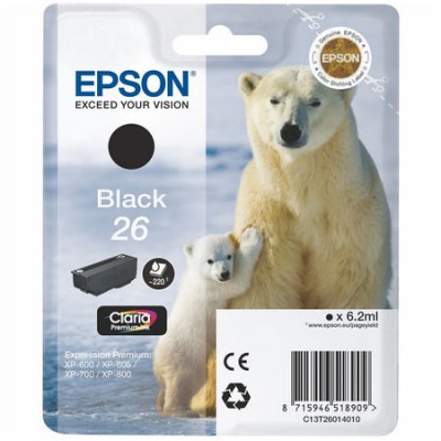 Epson (26-T2601) C13T26014020 Siyah Orjinal Kartuş Epson (26-T2601) C13T26014020 Siyah Orjinal Kartuş
