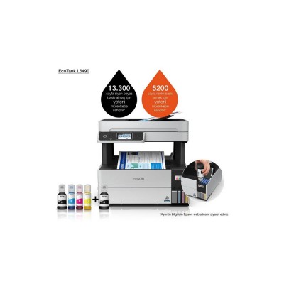 EPSON EcoTank L6490 Yazıcı Tarayıcı Fotokopi Faks Wi-F Direct Inkjet Tanklı