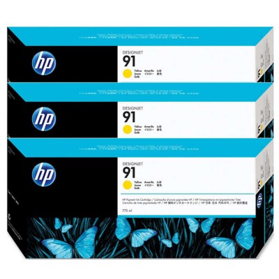 Hp C9485A (91) Orjinal 3'lü Paket 775 ml Sarı Kartuş Hp C9485A (91) Orjinal 3'lü Paket 775 ml Sarı Kartuş