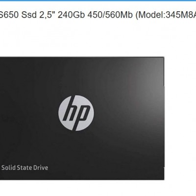 Hp S650 Ssd 2,5" 240Gb 450/560Mb (Model:345M8AA)