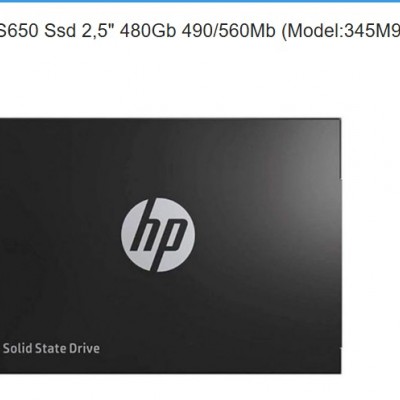 Hp S650 Ssd 2,5" 480Gb 490/560Mb (Model:345M9AA)