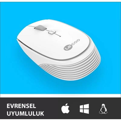 Lecoo WS202 Kablosuz 1200DPI 4 Tuşlu Optik Mouse Beyaz