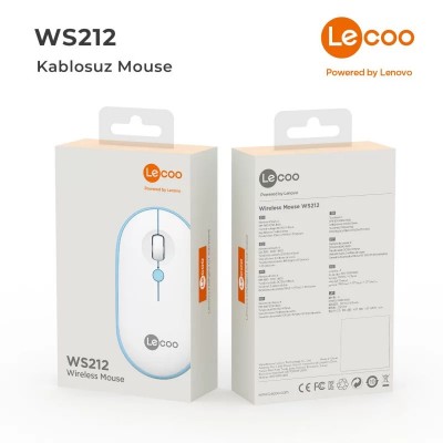 Lecoo WS212 Kablosuz 1600DPI 4 Tuşlu Optik Mouse Beyaz & Mavi