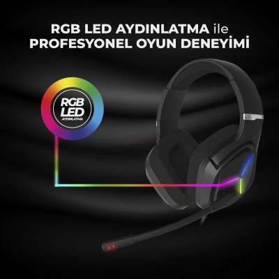 Lenovo Lecoo HT406 3.5mm Jack+ USB Kulak Üstü RGB LED Aydınlatmalı Kablolu Gaming Kulaklık Siyah Lenovo Lecoo HT406 3.5mm Jack+ USB Kulak Üstü RGB LED Aydınlatmalı Kablolu Gaming Kulaklık Siyah
